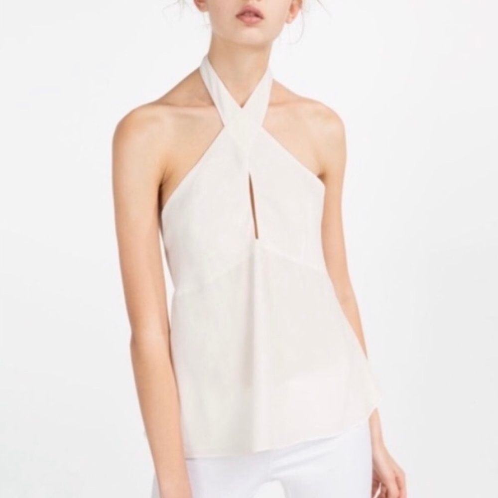Zara Chic Cream Halter Blouse